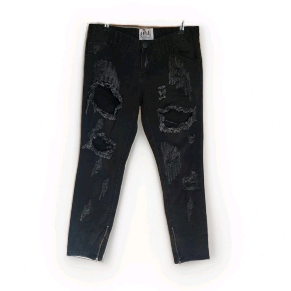 One Teaspoon Trashed Freebirds Jeans in Vintage Black Wash size 28